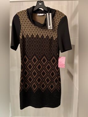 NWT Compagnia Italiana Geometric Diamond Knit Cowl Neck Dress Made in Italy